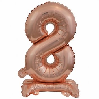 Balon foliowy mini cyfra 8 ze stopką różowe złoto 22x40cm 9911741
