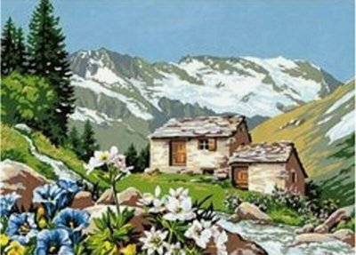 Malowanie po numerach Chatka w górach 40x50cm 1009863