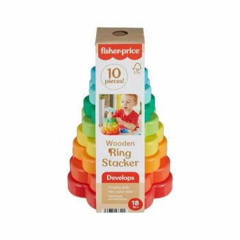Fisher-Price Drewniana piramidka Kolorowe kwiatki HXT77 MATTEL