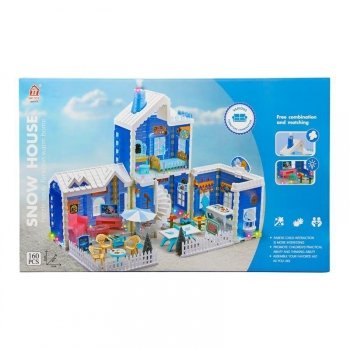 PROMO Domek dla lalek ze światłem i dymem Snow House 159el HC617363