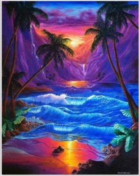 Malowanie po numerach Egzotyczny zachód słońca 50x40cm 1009233