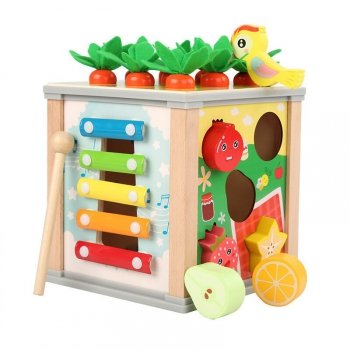 Kostka drewniana edukacyjna sorter 5w1 LeanToys 20655