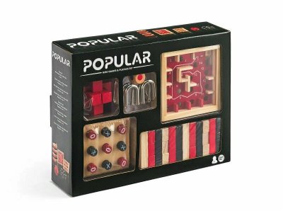 Zestaw mini gier 5w1, Wieża, kółko krzyżyk, labirynt, 2x układanka 92209 Popular