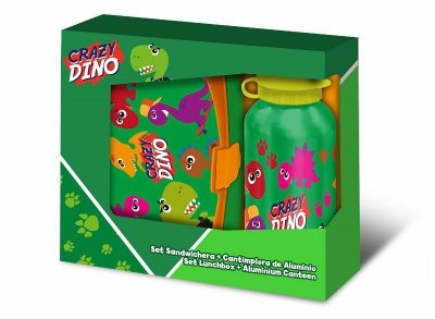 Zestaw Bidon aluminiowy + śniadaniówka Crazy Dino KL10834 Kids Euroswan