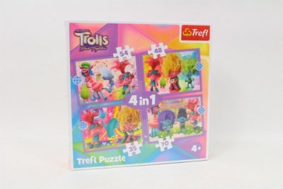TREFL PUZZLE 4w1 Przygody kolorowych Trolli 34622