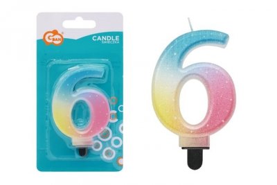 GODAN Świeczka Cyferka 6 ombre pastel 8cm SF-OPA6 74885