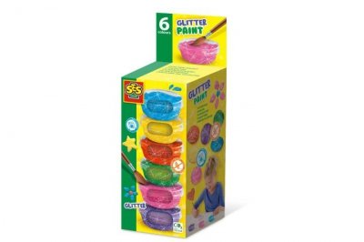 SES CREATIVE SES Farby plakatowe z brokatem 6x45ml 00384 03845