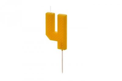 PARTYDECO Świeczka urodz.Cyferka 4 6cm żółty 31326