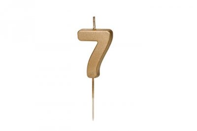 PARTYDECO Świeczka urodz.Cyferka 7 4,5cm złoty 32361