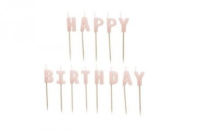 PARTYDECO Świeczki urodz.HappyBirthday 25cm róż A13 67608