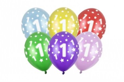 PARTYDECO Balony 30cm 1st Birthday metallic mix A50 91794