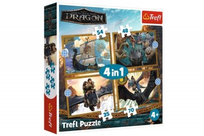 TREFL PUZZLE 4w1 Smocze dni HowToTrainYourDragon 34678