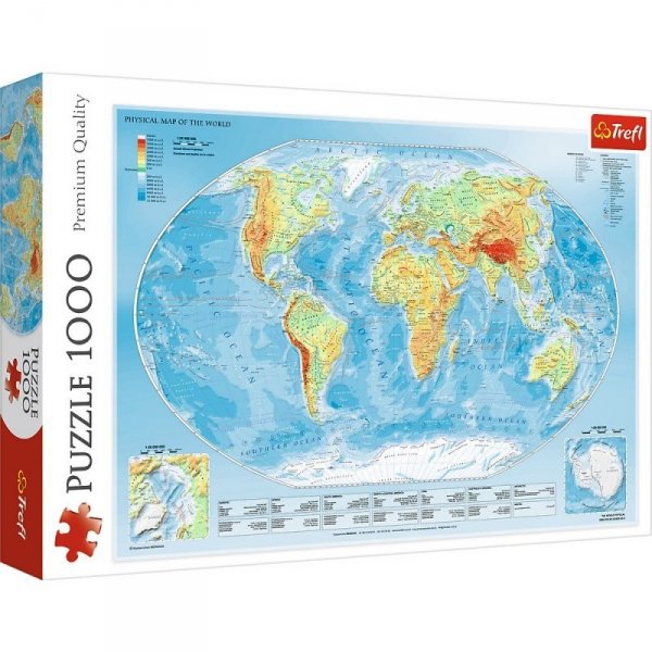 Trefl Puzzle 1000 elementów Mapa fizyczna świata