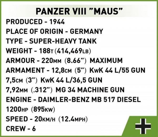 Cobi Klocki Klocki Panzer VIII Maus