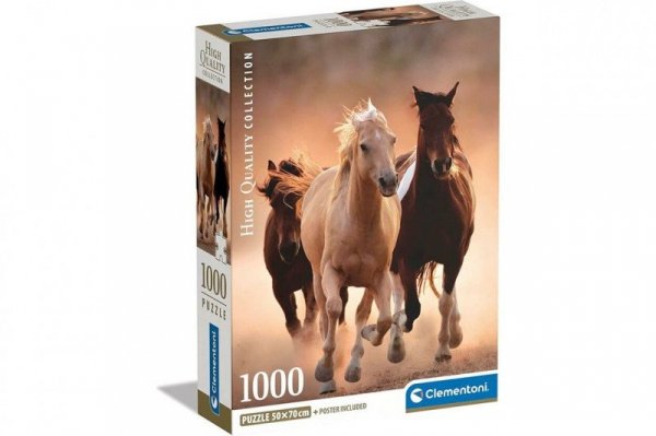 Clementoni Puzzle 1000 elementów Compact Biegnące konie