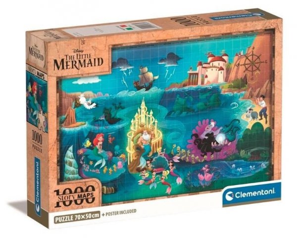 Clementoni Puzzle 1000 elementów Compact Disney Maps Little Mermaid