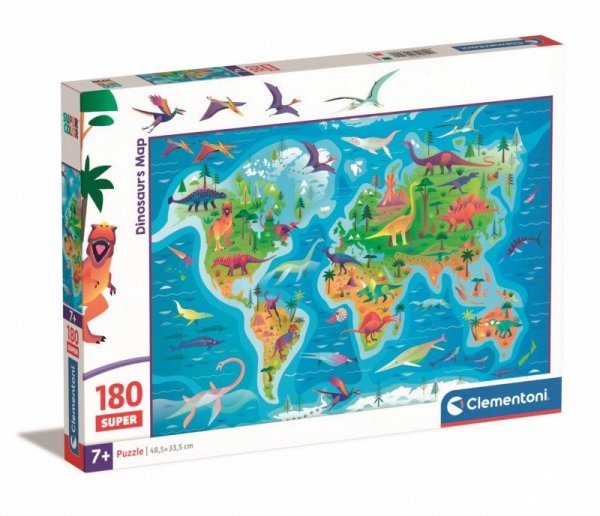 Clementoni Puzzle 180 elementów Dinosaurs Map