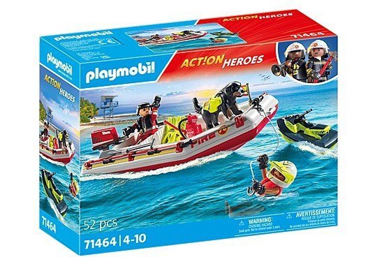 Playmobil Zestaw figurek Action Heroes 71464 Łódź straży pożarnej ze skuterem wodnym