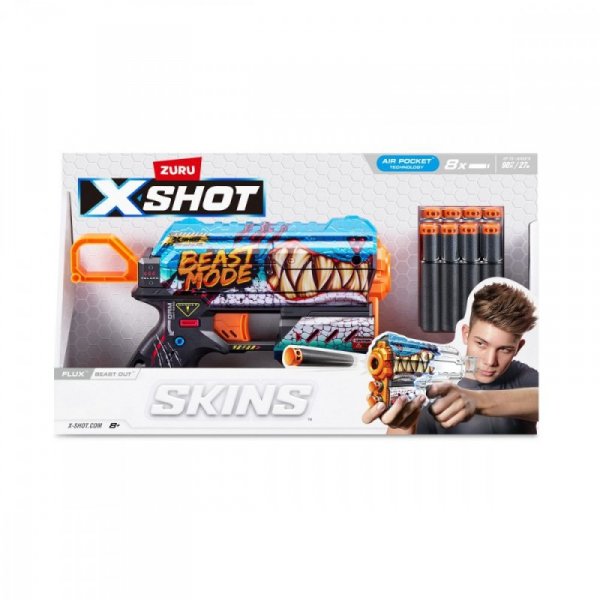 ZURU X-Shot Wyrzutnia SKINS FLUX (8 Strzałek) Beast Out