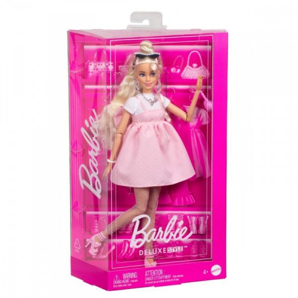 Mattel Lalka Barbie Deluxe Style 3 Różowa sukienka z dużą kokardą