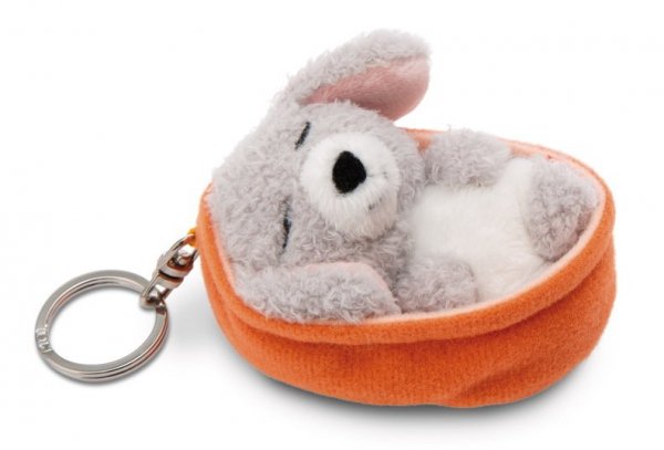 NICI 49991 Brelok Sleeping Pets pies pudel szary 8cm, koszyk pomarańczowy