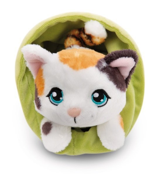 NICI 61332 Maskotka kotek w plamki 12cm w koszyku zielonym