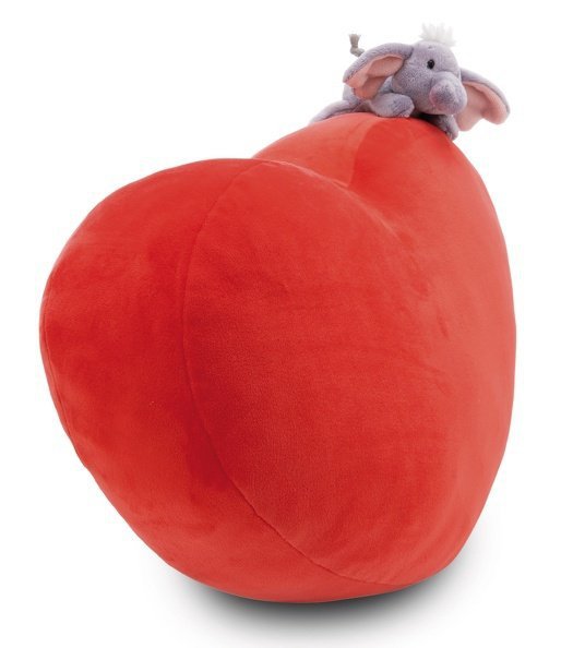 NICI 61491 Poduszka pluszowa w kształcie serca 42x27cm ze słonikiem Love 12cm