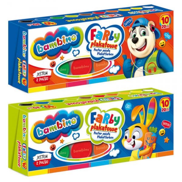 Farby plakatowe 10 kolorów 20ml MAJEWSKI p5, mix cena za 1 szt