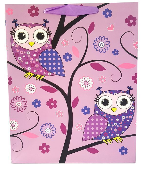 Torebka ozdobna prezentowa sowy 1143A 31x42x12cm p12, mix cena za 1 szt