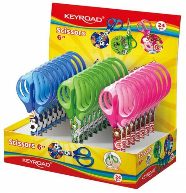 Nożyczki szkolne KEYROAD 15cm Tatto Soft, p24 mix cena za 1 szt
