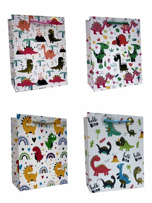 Torebka ozdobna prezentowa 4wz Dinusie 000C 18x23x12cm mix cena za 1 szt