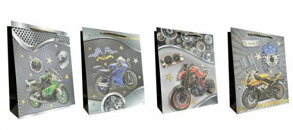 Torebka ozdobna prezentowa 4wz 18x23x10cm JP 622C Motory mix cena za 1 szt