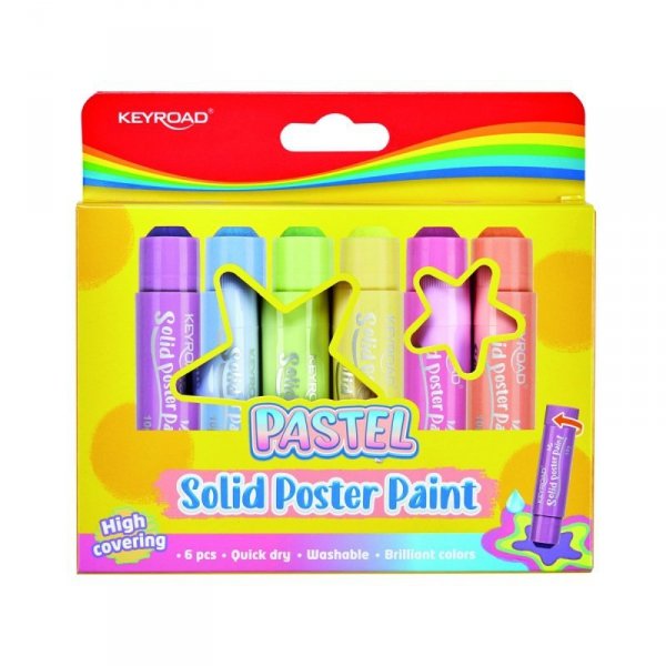 Farby plakatowe KEYROAD w sztyfcie pastelowe 6 kolorów x 10g