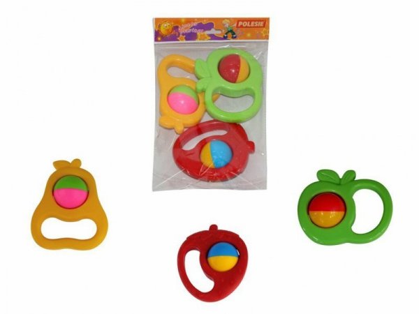 Polesie 45645 Zestaw grzechotek Owoce 3szt w worku