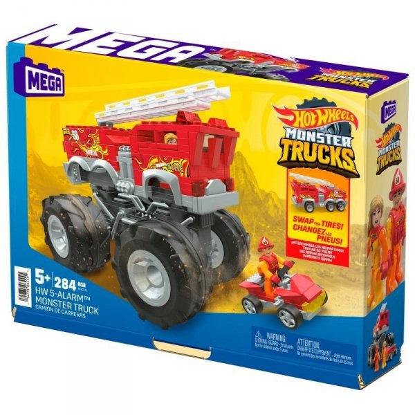 PROMO Klocki straż MEGA BLOKS Hot Wheel Monster Trucks 5-Alarm + łazik ATV Pojazd do zbudowania Zestaw klocków HHD19 p4 MATTEL