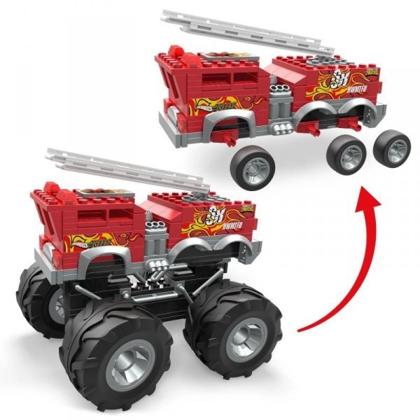 PROMO Klocki straż MEGA BLOKS Hot Wheel Monster Trucks 5-Alarm + łazik ATV Pojazd do zbudowania Zestaw klocków HHD19 p4 MATTEL