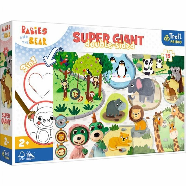 PROMO Puzzle dwustronne 15el SUPER GIANT 3w1 Bobaski w ZOO 42000 Trefl