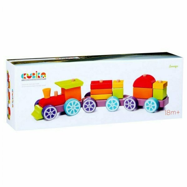 PROMO Tęczowy pociąg expresowy drewniany LP-3 12923 Cubika