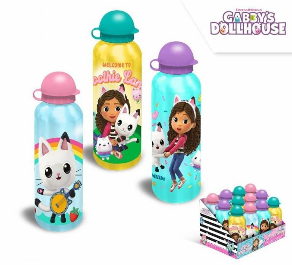 Bidon aluminiowy 500ml Koci Domek Gabi. Gabby&#039;s Dollhouse 3 wzory GD00009 Kids Euroswan mix cena za 1 szt
