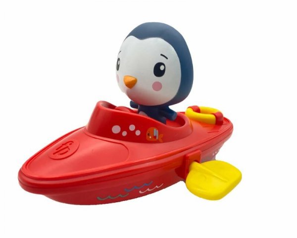 PROMO Fisher-Price Zabawka do kąpieli Nakręcana Łódeczka + Figurka Pingwin CFGMBT003C