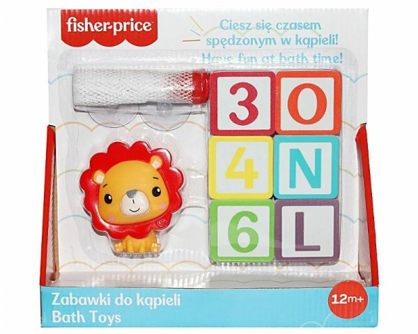 PROMO Fisher-Price Zabawka do kąpieli Literki, Cyferki + Figurka Lew CFGMBT004A