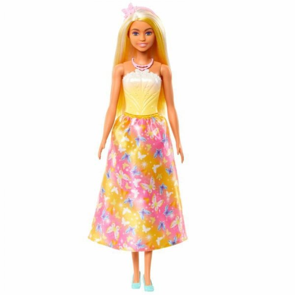 Barbie Lalka Fairytale Księżniczka Żółto-różowy strój HRR09 HRR07 MATTEL