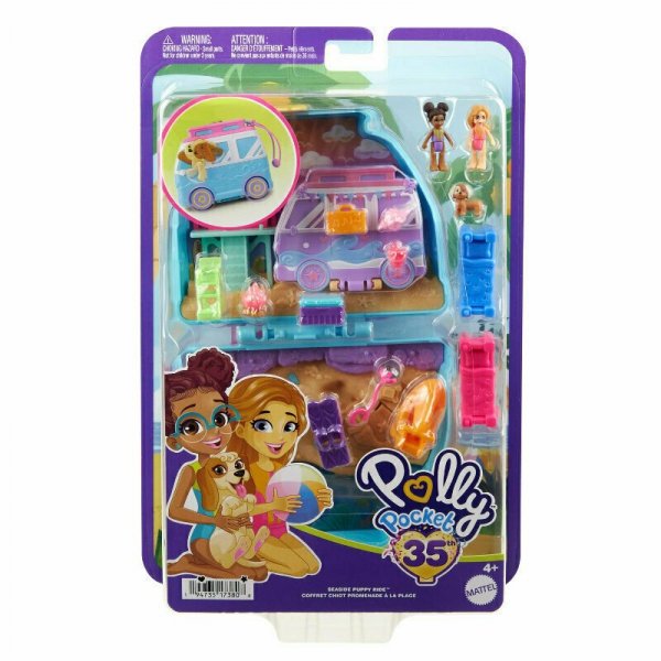 Polly Pocket Zestaw kompaktowy plażowy Szczeniaczek HRD36 FRY35 MATTEL
