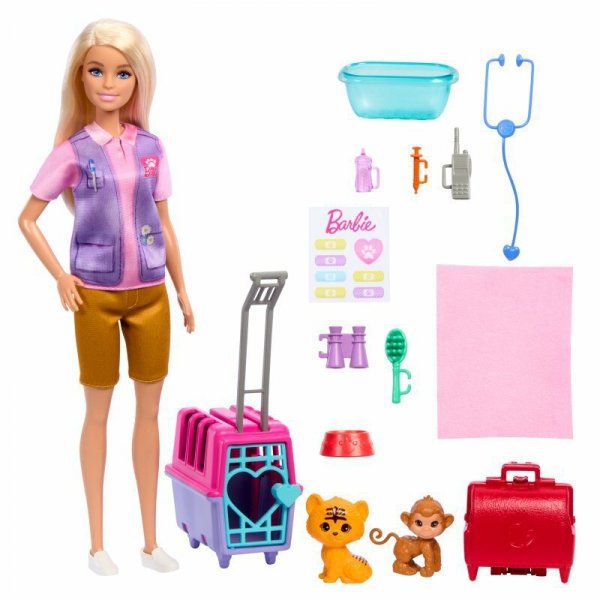 Lalka Barbie Ratowniczka zwierząt + akcesoria do opieki HRG50 MATTEL