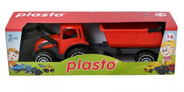PLASTO Koparka z przyczepką 57cm czerwona PLA1672