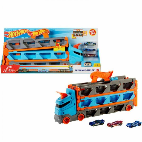 Hot Wheels Wyścigowy transporter 2w1 Speedway hauler HGH33 MATTEL