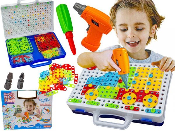 Edukacyjna Układanka,Puzzle,Klocki Kreatywna Mozaika, Wkrętarka 151 El Zestaw Konstrukcyjny - DK
