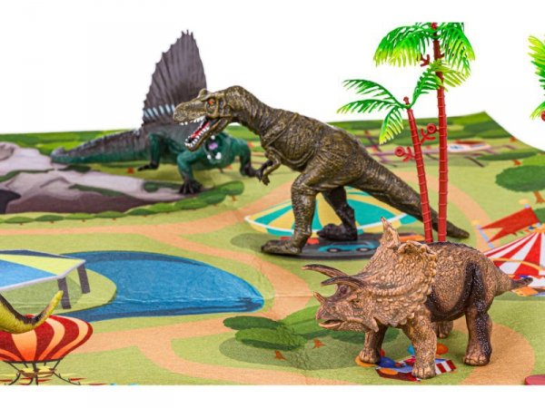 Zestaw Figurek Dinozaurów w kuferku + mata, Dinozaury 9 sztuk