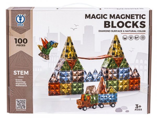Konstrukcyjne Klocki Magnetyczne 100 Elementów Przecena 1