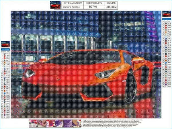 Haft Diamentowy, Obraz, Mozaika Diamentowa Diamond Painting, LAMBORGHINI 40x30cm - DK